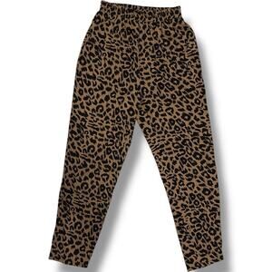 MISSGUIDED Tan Black Leopard Print Ankle Cropped Pants US 4 or Small